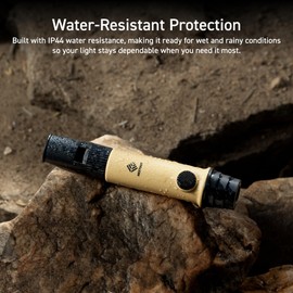 NESTOUT 3-in-1 Flashlight, Lantern & Whistle, IP44 Water-Resistant, Dust-Resistant, AAA Battery Powered, Compact for Hiking, Camping, Rescue, Emergency, Lanyard Included (Beige)