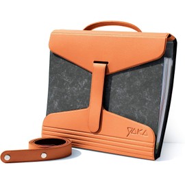 YaKa A4 Universal Folder Holder, Orange, for School, Office or Artist, Organic Lightweight PVC Portfolio, Organiser with Strap and Handle - Fits 40-80mm Thick A4 Notebooks