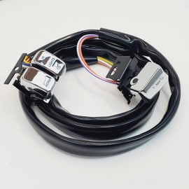 Handlebar Wiring Harness Kit with CHROME Switches for 1996-2006 Harley Touring, Softail, Dyna, V-Rod, FXR, Sportster – With Hardware, Zip-ties, Heat Shrink, Molex Connectors, Wiring Diagram – 48” Long