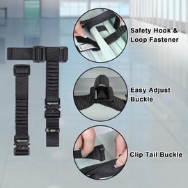 Correas de equipaje Vigorport, correas conectoras de equipaje de metal para maletas, correas elásticas para añadir una bolsa ajustables, accesorios de viaje (Negro, Normal)