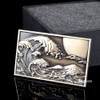 MDLUFY Kanagawa Miura 3D Metal Car Label Ukiyo-e Style Square