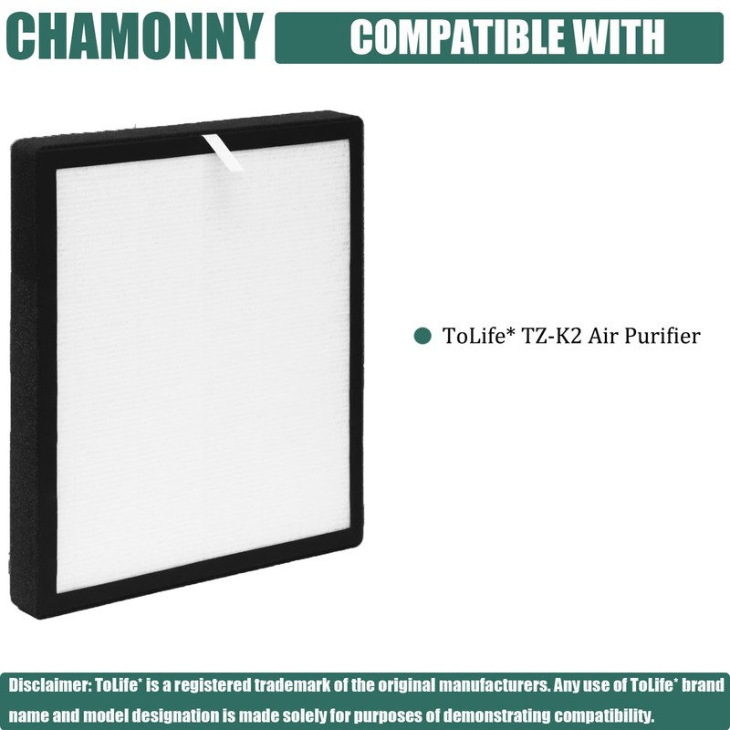 CHAMONNY TZ-K2 Filter Replacement, Compatible with ToLife TZ-K2 Air Purifier,