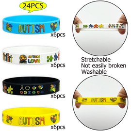 Autism Awareness Rubber Bracelets Autism Awareness Themed Party Supplies Silicone Wristbands Autism Awareness Party Favors Pumpkin Party Gift Goodie Bag Fillers Stuff Set of 24 Counts
