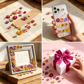 4 piezas de flores secas de simulación de plastómero para accesorios de joyería, pendientes hechos a mano, pulseras, decoración, flores prensadas secas de plastómero coloridas para moldes de resina,