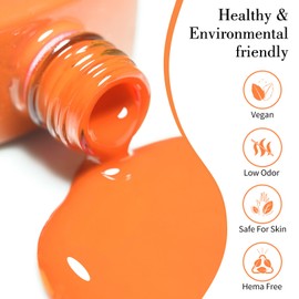 CANNI Orange Gel Polish, 1Pcs Bright Orange Gel Polish Light Orange Color Gel Polish Nail High Gloss Soak Off U V Gel Nail French Nail Manicure Salon DIY