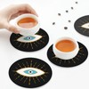 Black Evil Eye 4 Pcs Coasters for Drinks,Round Leather Coasters