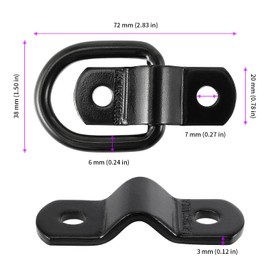 JEUIHAU 15 Pack 1/4 Inch Black D-Ring Tie Downs, D Ring Tie-Down Anchors with Bolt-on Mounting Bracket Clips, Heavy Duty Steel D Rings Anchor for Trucks and Flatbed Trailers, Included Screws