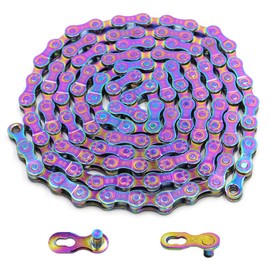 GOIYZTTR 8 Speed Chain, 6/7/8 Speed Bike Chain Colorful Electroplating Carbon Steel Chain 116 Links Bicycle Chain, Rust Proof Sensitive Compatible with Road and Mountain Bikes