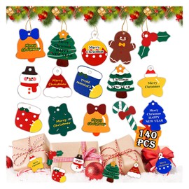Leesgel 140 PCS Christmas Decorations Ornaments, Christmas Tree Decorations Indoor, Christmas Decor Tags Labels with String for Surprise Goodie Bags