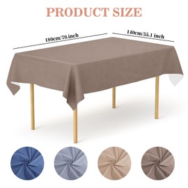 YEAHSEA Rectangle PVC Table Cloth 200x140cm,Waterproof Table Cover Protector Wipe Clean Table Cover for Kitchen Party Outdoor Indoor,Coffee