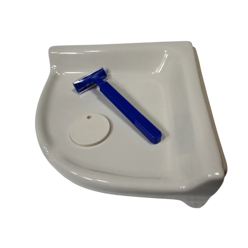 Almond Beige Almond Bone Ceramic Shower Corner Tray Soap Dish