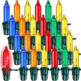 Mudder 120 Count Christmas Replacement Mini Light Bulbs with Green Base Christmas Tree Incandescent Wire String Lights Replacement Bulbs for Xmas Indoor Outdoor Decoration(Colorful,3.5v X 0.12a)