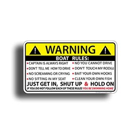 Boat Rules Safety Sticker Funny Attention Warning Adhesive Vinyl Die Cut Boating Graphic Decal