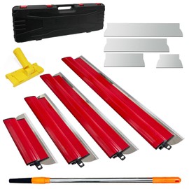 Drywall Skimming Blade Set, 10''+16''+24''+32'' Skimming Blade with Extension Handle Set, Precision 0.5mm Stainless Steel Blade, for Smoothing Walls and Ceilings