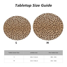 Gbuzozie Leopard Tablecloth with Elastic Edge, Round Table Cover Washable Reusable Cheetah Print Table Cloths for Kitchen Dining Party, Small (Fits 40-44 in)