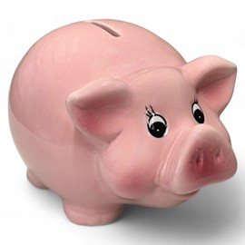 MIJOMA Ceramic Pink Piggy Bank Cute Design Money Box with Rubber Plug Kids Money Box (L26.5x14.5cm)