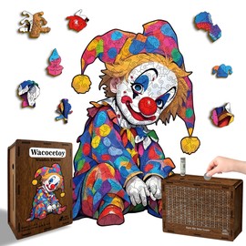 Wacocetoy Wooden Jigsaw Puzzles for Adults, Naughty Clown Jigsaw Puzzles 210 Pieces, Unique Animal Shaped Wooden Puzzles for Adults and Kids, Family Game 12.32x8.85 Inch
