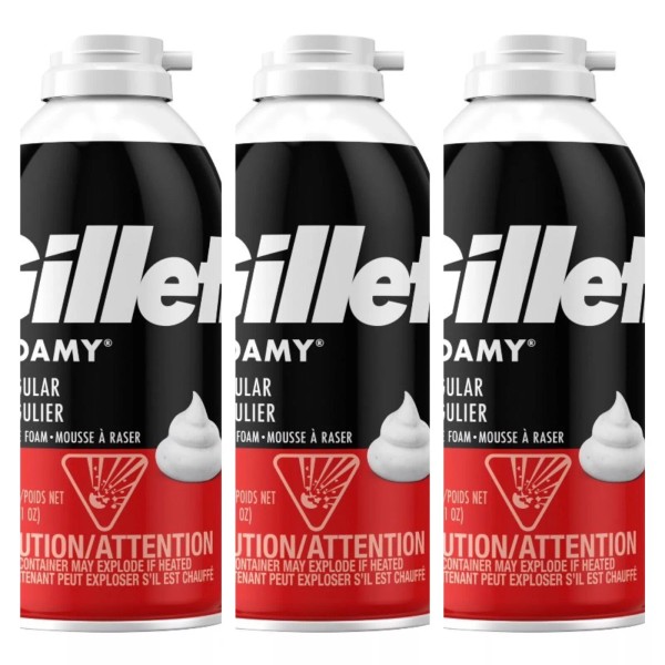 Gillette Pack of 3 New Gillette Foamy Shave Foam cream