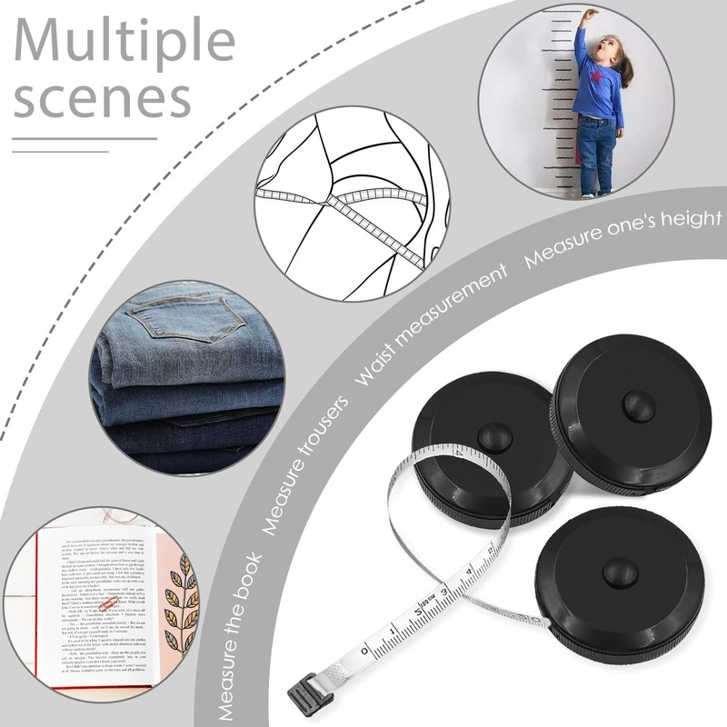 3Pcs Tape Measure Body, 1.5M/60 Inch Body Tape Measure Retractable
