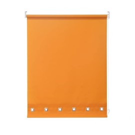 Square Eyelet Windows Roller Blinds Polyester Fabric, Easy Fit Trimmable, Blind with Metal Tube and Child Safe Fittings (Width 90cm x Length 210cm, Ochre Pantone# 15-0960TPC)