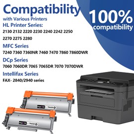 TN450 Toner Cartridge 2 Pack Compatible Replacement for Brother TN-450 TN420 TN-420 , for HL-2270DW HL-2280DW MFC-7360N HL-2275DW MFC-7860DW HL-2230 DCP-7065DN Intellifax 2840 2940 Printer ,Black