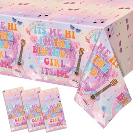 HigzYovn 3PCS Its Me Hi Im The Birthday Girl Its Me Table Cloth 108 * 54 Inches, Girls Birthday Party Decorations, Disposable Rectangular Music Birthday Tablecloths for Women Girls