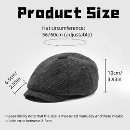 Hybursky Flat Cap for Men, One Size Peaked Cap for Men Women Winter Autumn, Peaky Herringbone Baker Men Newsboy Caps for Sports Fishing Golf, Adjustable Tweed Irish Cabbie Gatsby Cap Khaki