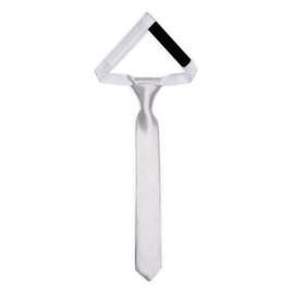Ladeheid Children's Tie for Boys - Elegant Shiny Look, Pre-Tied with a Velcro Fastening, Perfect for Special Occasions - Stylish Tie Size 31 cm x 4 cm TKS, silver