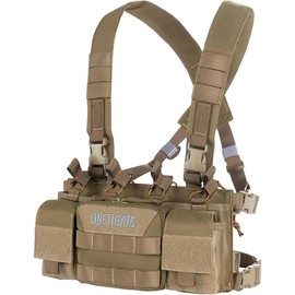 ONETIGRIS Chest Rig, MOLLE Chest Rigs Chest Rig Dangler Pouch Utility Admin Pouch IFAK Organizer - Color: Brown
