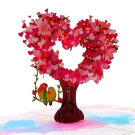 3D Heart Tree and Parrot Couple Pop-up Card, 3d Love Card, Valentine Day Card, Wedding Anniversary Pop-up Card, L22