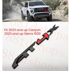 Auto Front Grill Matte Black Red AT4X OVERLAY Emblem 2023+ GMC Canyon and sierra 1500