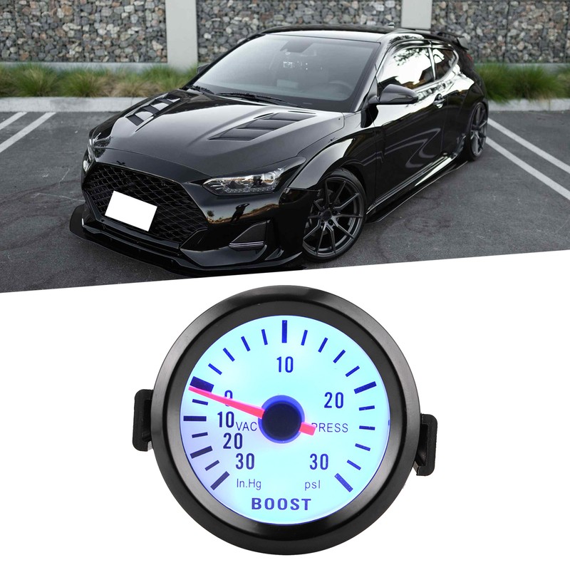 Universal Boost Pointer Gauge Vacuum Pressure Meter 0‑30PSI 12V Blue
