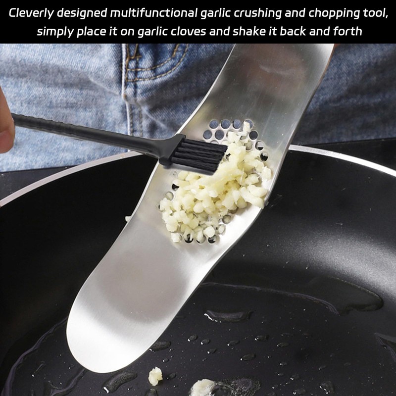 3pcs Set Garlic Crusher Garlic Press Dishwasher Safe, Stainless Steel