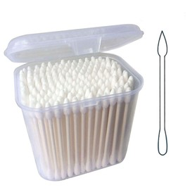 Biodegradable Paper Stick Cotton Swabs - 360Count, Eco - Friendly Makeup Swabs in Box, Pointed Tip + Round End, Safe and Strong Absorbent