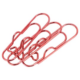 30Pcs Stainless Steel Pen Clamp/Holder, Portable Metal Pen Paperclip Holder, Multifunction Clamp/Holder with Transparent Case for Notebooks, Papers, School Office Supplies (Red)