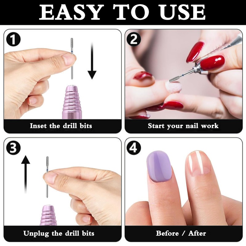 Pack of 10 Nail Drill Bits, Bits for Nail Cutter,