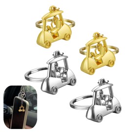 4 PCS Golf Cart Keychain Exquisite Golf Cart Pendant Keychain Golf Keychain Zinc Alloy Cart Key Ring Men Key Chain for Golf Lover