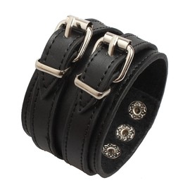 Ultra Gothic Buckle Leather Goth Steampunk Bracelet Emo Punk Cyber Wrist Cuff Mens Womens Wristbands Biker Rock Vintage Gothic Style Adult Mens Bracelets Womens Bracelet Wrist Band Cyber Goth