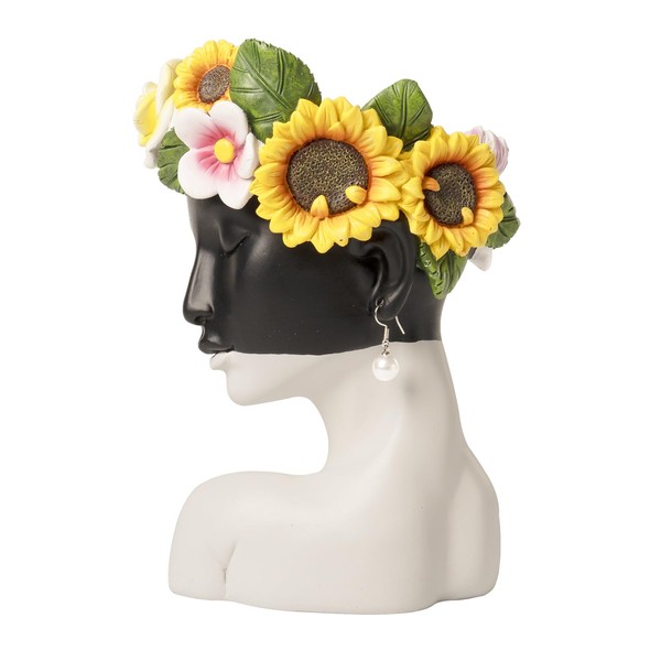 Bechivie 8In Face Vase for Flowers, Unique Female Head Vase