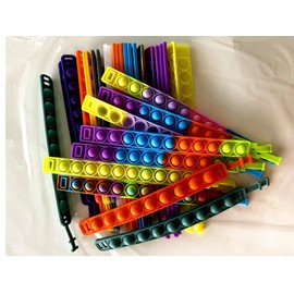 Cando 32 Pcs Pop Bracelet Bubble Fidget Toys for Party Favors, Stress Relief Wristband