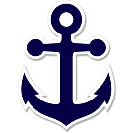 Anchor Nautical Navy Vinyl Sticker - Car Phone Helmet - Select Size