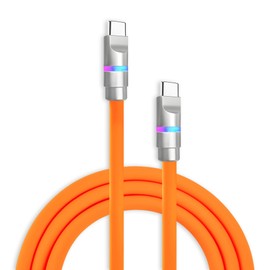 chubbycable Neon Chubby - Fast Charge Cable with Smart Light RGB Color Gradual Light Up 100W Charging Cord LED USB C Cable Compatible with iPhone 16/15 Series, Orange, Type-C to Type-C, 6.6 FT