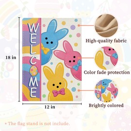Oeyliz Easter Garden Flag 12x18 Inch Welcome Bunny Easter Double Sided Outside Garden Flag Holiday Bunny Yard Porch Flag Decor Outdoor Flag