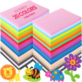 Pangda 100 Pack 20 Colors EVA Craft Foam 2mm 9 x 12 Inch Sheet EVA Foam Paper for School Crafts Foam Sheet for Crafting Handicraft Foam Sheet Craft for DIY Arts Project