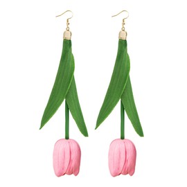 Tulip Earrings for Women Tulip Dangle Earrings Pink Tulip Earrings Statement Floral Earrings Jewelry Gift