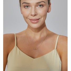 Aghfacy Cross Necklace for Women,14K Gold Dainty Gold Cross Pendant Choker Necklace Simple Cute Necklaces Jewelry Gifts, Gold Plated, No Gemstone