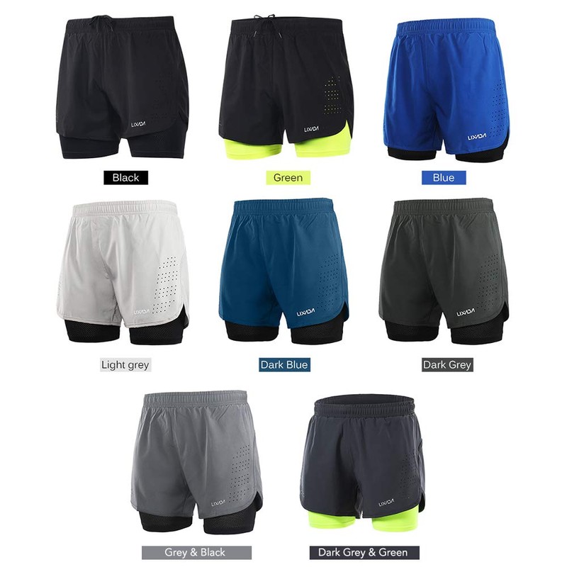 Lixada Men's 2 in 1 Running Shorts Quick Dry Breathable