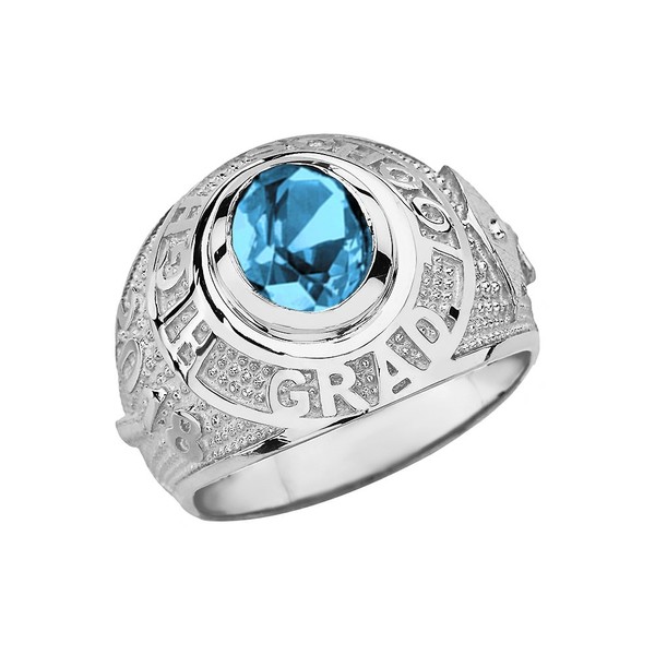 Sterling Silver March CZ Birthstone High School Class of 2018