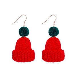 Christmas Hats Knitted Earrings for Women Cute Knitted Santa Hat Dangle Drop Earrings Winter Earrings Cute Christmas Jewelry for Women (hat red)