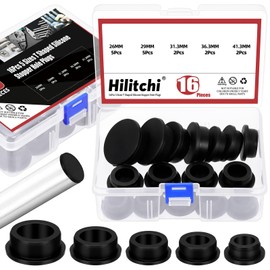 Hilitchi 16Pcs 5Sizes High Temp Silicone Plug Assortment Kit: 26MM, 29MM, 31.3MM, 36.3MM, 41.3MM T-Shaped Rubber Stopper Hole Plugs for Powder Coating, Plating, Waterproof, Sealing (Black)